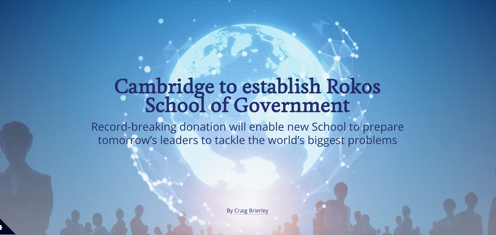 Cambridge receives record £190m to establish Rokos School of Government